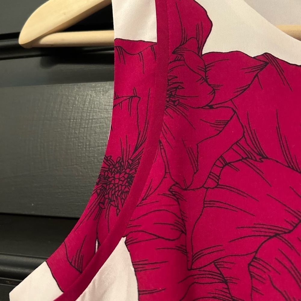 Banana Republic Magenta and White Floral Career Office Sheath Style Dress Size 2 - Picture 6 of 12